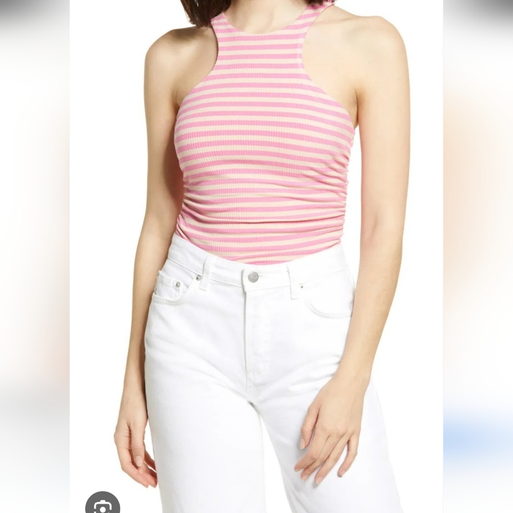 AFRM Pink and White Striped Tank Top Size Medium